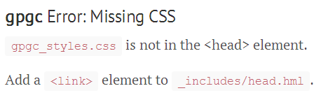 gpgc Error: Missing CSS