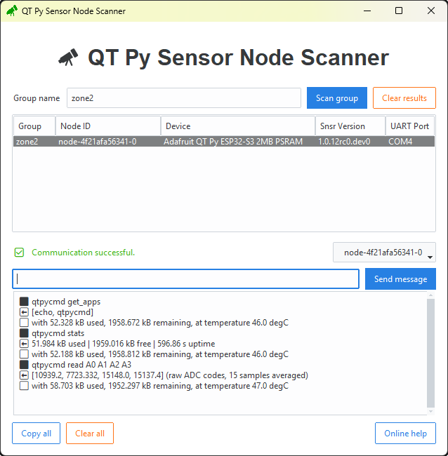 Screenshot of the Scanner GUI app